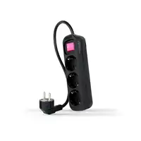Nanocable Regleta de Enchufes con 3 Tomas con Interruptor, 1.4 m, Negro