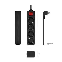 AISENS Base Multiple 4 Tomas con Interruptor con Cable 3×1.5mm2, Negro, 1.4 m