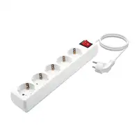 AISENS Base Multiple 5 Tomas con Interruptor con Cable 3×1.5mm2, Blanco, 1.4 m