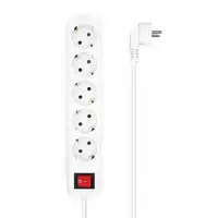 AISENS Base Multiple 5 Tomas con Interruptor con Cable 3×1.5mm2, Blanco, 1.4 m