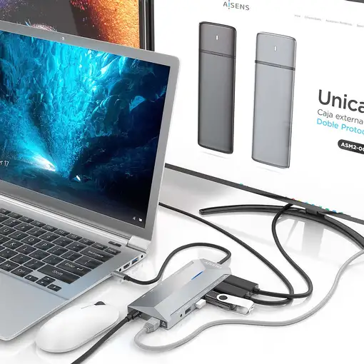 AISENS USB-C Dock 12 En 1, USB-C A 2xHDMI, 1xRJ45, 3xUSB-A, 2xUSB-C, 1xUSB-C PD, 1