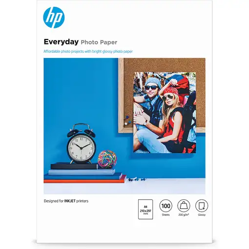 HP Papel fotográfico Everyday, brillante, 200 g/m2, A4 (210 x 297 mm), 100 hojas