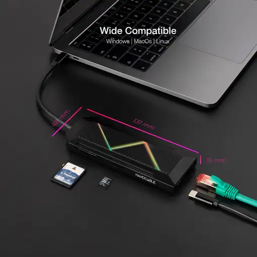 Nanocable 10.16.0901 base para portátil y replicador de puertos Alámbrico USB 3.2