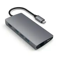 Satechi Multi-Port Adapter V2 Dock st. USB 3.2 Gen 1 (3.1 Gen 1) Type-C Gris