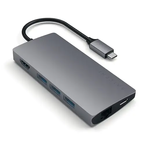 Satechi Multi-Port Adapter V2 Dock st. USB 3.2 Gen 1 (3.1 Gen 1) Type-C Gris