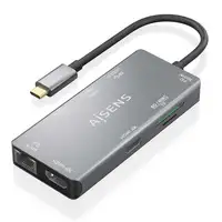 AISENS USB-C Dock 9 En 1, USB-C a 2xHDMI, 1xRJ45, 2xUSB-A USB3.0, 1xUSB-A USB2.0,
