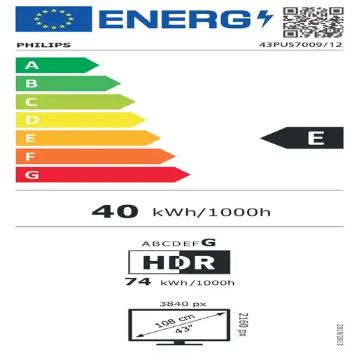 Televisor LED 43'' 4K Ultra HD Negro Smart 43PUS7009/12 PHILIPS