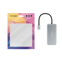 Nanocable HUB USB-C 9 en 1, Conversor USB-C a 3 x USB-A + 2 x HDMI + RJ45 + TF + S