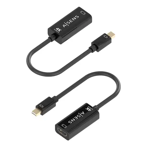 AISENS Conversor MINI DP a HDMI 4K@60Hz, MINI DP/M-HDMI/H, Negro, 15cm