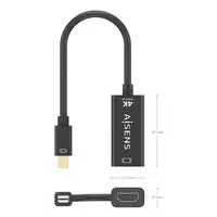 AISENS Conversor MINI DP a HDMI 4K@60Hz, MINI DP/M-HDMI/H, Negro, 15cm