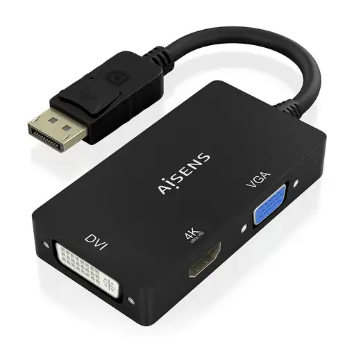 AISENS Conversor Displayport V1.2 a VGA/DVI/HDMI, DP 1.2/M-VGA/H-DVI/H-HDMI/H 4K,
