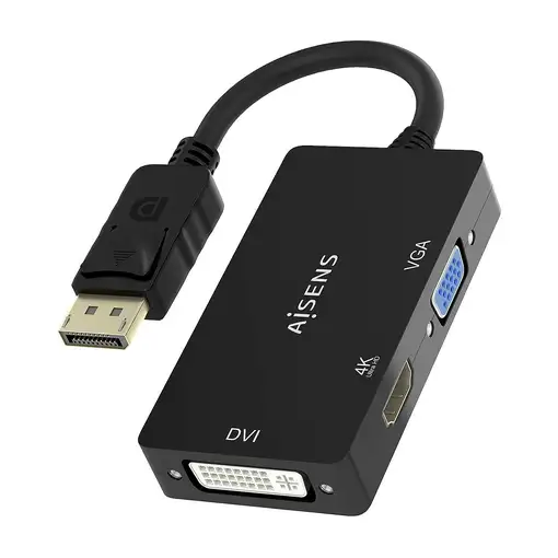 AISENS Conversor Displayport V1.2 a VGA/DVI/HDMI, DP 1.2/M-VGA/H-DVI/H-HDMI/H 4K,