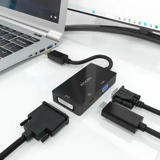 AISENS Conversor Displayport V1.2 a VGA/DVI/HDMI, DP 1.2/M-VGA/H-DVI/H-HDMI/H 4K,