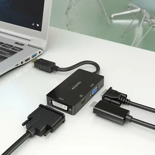 AISENS Conversor Displayport V1.2 a VGA/DVI/HDMI, DP 1.2/M-VGA/H-DVI/H-HDMI/H 4K,