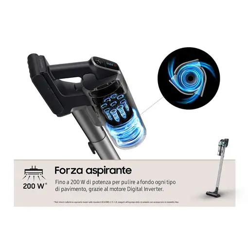 Samsung VS20B75AGR1 Aspiradora escoba 2 en 1 Batería Secar Sin bolsa 550 W Negro,