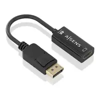 AISENS CONVERSOR DISPLAYPORT A HDMI 4K@60HZ, DP/M-HDMI/H, NEGRO, 15CM