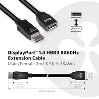 CLUB3D CAC-1022 adaptador de cable de vídeo 2 m Displayport 1.4 Negro