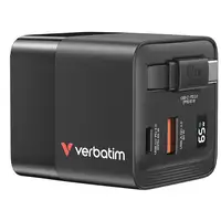 Verbatim GaN Charger 65W Universal Negro Corriente alterna Carga rápida Interior