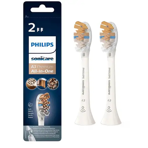 Philips A3 Premium All-in-One HX9092/10 Pack de 2 cabezales blancos de cepillos So