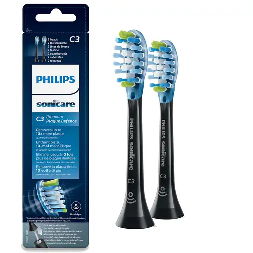 Philips C3 Premium Plaque Defence HX9042/33 Pack de 2 cabezales negros de cepillos