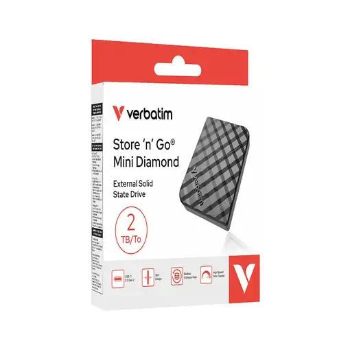 Verbatim Store 'n' Go Mini Diamond 2 TB USB Tipo C 3.2 Gen 2 (3.1 Gen 2) Negro