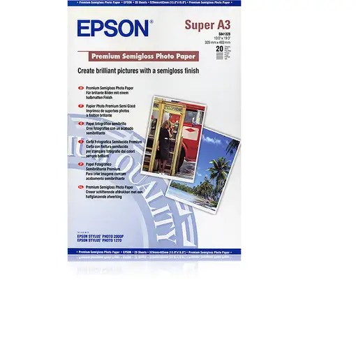Epson Premium Semigloss Photo Paper, DIN A3+, 250 g/m², 20 hojas