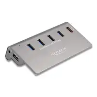DeLOCK Concentrador USB 10 Gbps con 4 puertos USB Tipo-A + 1 puerto de carga rápid