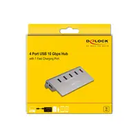 DeLOCK Concentrador USB 10 Gbps con 4 puertos USB Tipo-A + 1 puerto de carga rápid