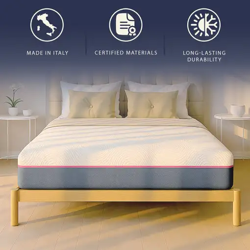 The White Stone Colchón 140x200 Memory Foam Breeze y Muelles Ensacados, Altura 30