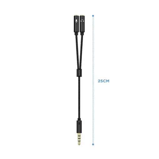 AISENS Cable Adaptador Audio Jack 3.5 4pines/M-2xjack 3.5 3pines/H, Negro, 25cm