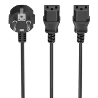 AISENS Cable Alimentacion CPU, CEE7/M-2xC13/H, Negro, 1.8M