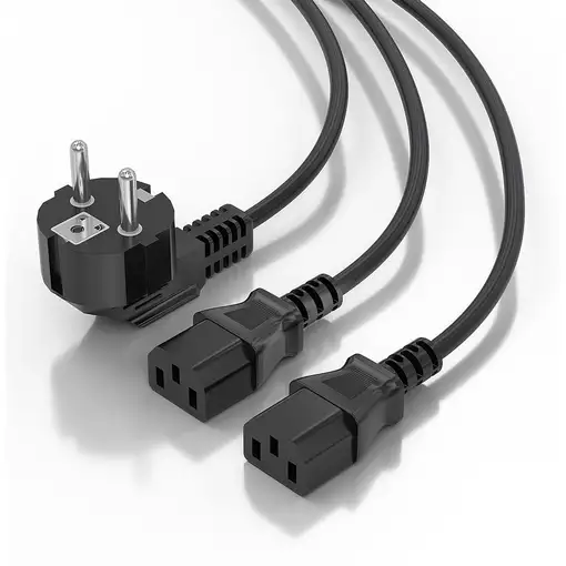 AISENS Cable Alimentacion CPU, CEE7/M-2xC13/H, Negro, 1.8M