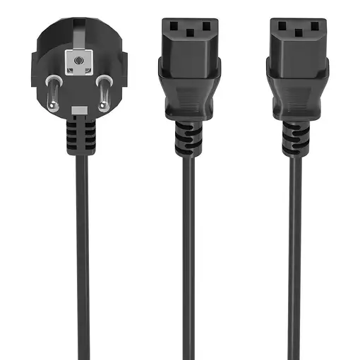 AISENS Cable Alimentacion CPU, CEE7/M-2xC13/H, Negro, 1.8M