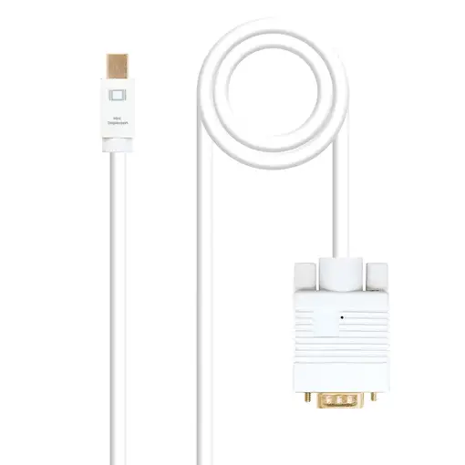 Nanocable Cable conversor Mini DP a VGA, Mini DP/M - VGA/M, Blanco, 5.0 M
