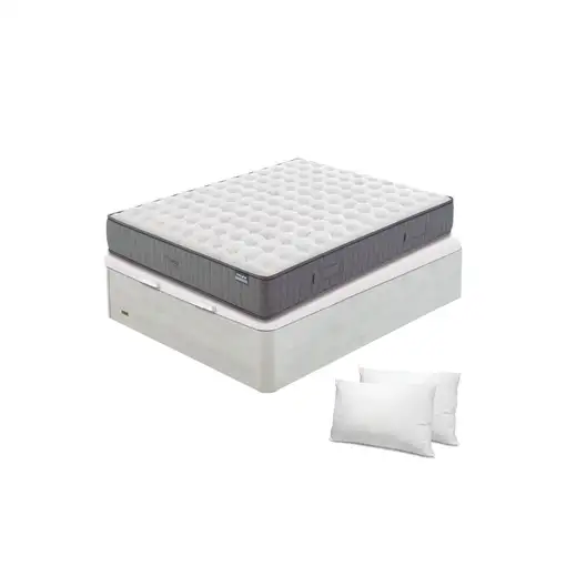 Pack Flex Colchón Palace + Canapé Madera 25 + Almohadas (180x200 cm - Blanco veta)