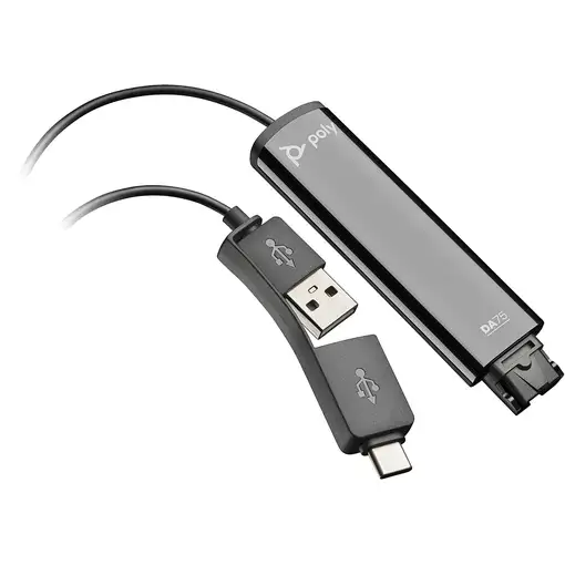 Poly Adaptador negro DA75 USB a QD compatible con TAA