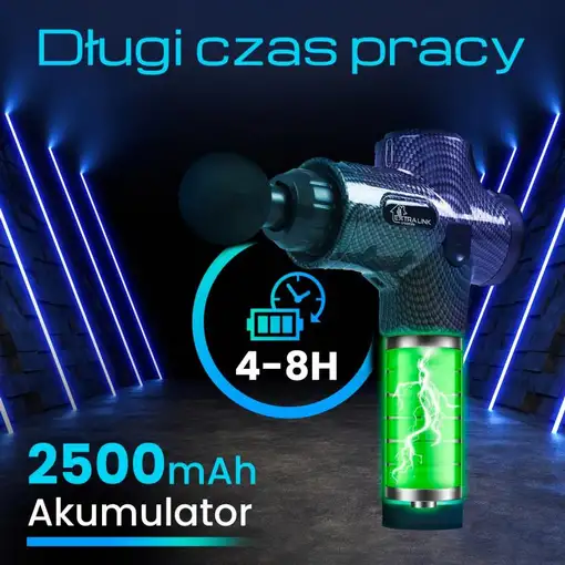 Extralink Pistola de masaje Massage Gun Pro 3800 RPM, 6 puntas intercambiables