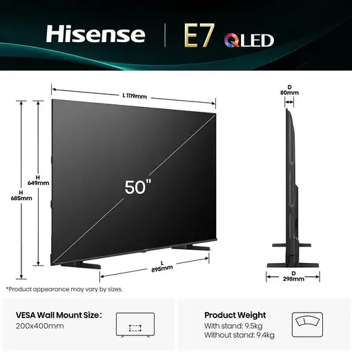 Hisense 50E77Q 127 cm (50") 4K Ultra HD Smart TV Wifi Negro