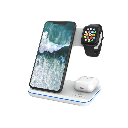 Canyon Cargador inalámbrico WS-303 15W 3en1 Blanco
