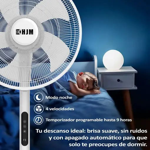 Ventilador de pie blanco, 3 alturas, 60 W, Ø45 cm, VP586 HJM