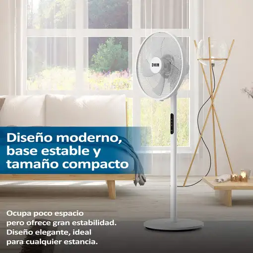 Ventilador de pie blanco, 3 alturas, 60 W, Ø45 cm, VP586 HJM