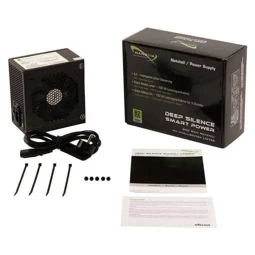 Nanoxia Deep Silence Smart Power unidad de fuente de alimentación 600 W ATX Negro
