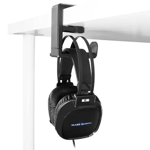 Mars Gaming Soporte Auriculares Tipo Pinza, Ajustable, Rotación 360 grados, MHH, C