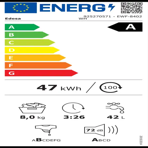 Edesa EWF-8402 WH lavadora Carga frontal 8 kg 1400 RPM Blanco
