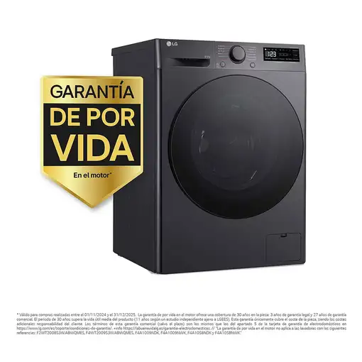 Lavadora-secadoras 6 / 9 kg 1360 rpm Negro F4DR6009AGM.AMBQPES LG