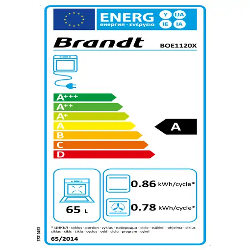 Brandt BOE1120X horno 65 L Negro, Gris