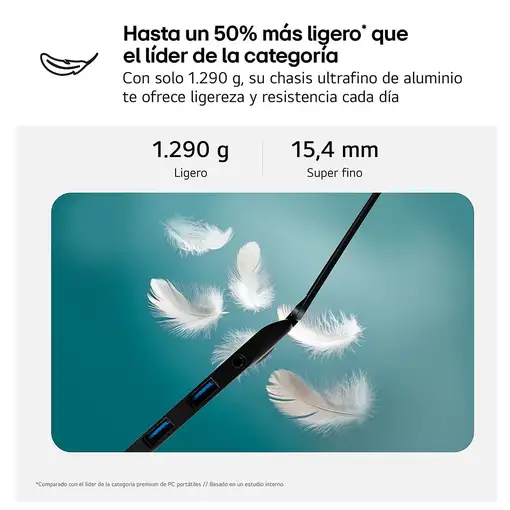 LG Gram 15Z80T-G.AU75B ordenador portatil AMD Ryzen AI 7 350 Portátil 39,6 cm (15