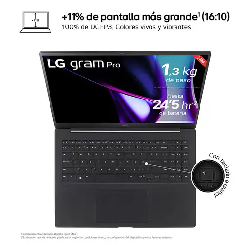 LG Gram Pro 16Z90SP Intel Core Ultra 7 155H Portátil 40,6 cm (16") WQXGA+ 32 GB LP