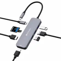 Verbatim CMH-08 USB Tipo C 5000 Mbit/s Plata