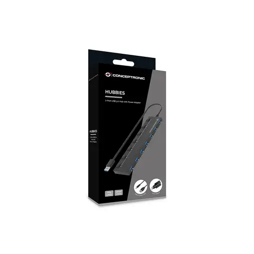 Conceptronic HUBBIES19BP hub de interfaz USB 3.2 Gen 1 (3.1 Gen 1) Type-A 5000 Mbi